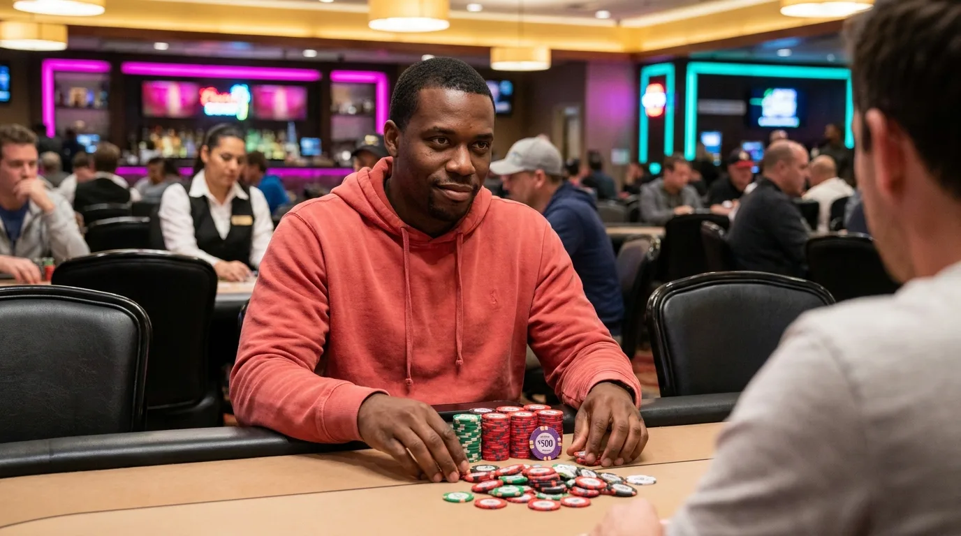 A poker player frozen after moving all-in